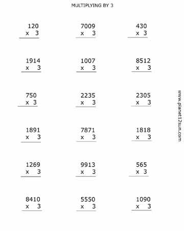 multiply by 3 4th grade