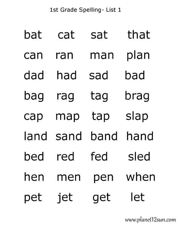 1st grade-list 1