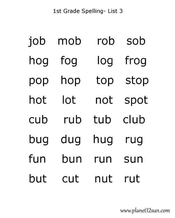 1st grade-list 3